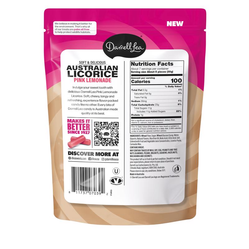 Darrell Lea Pink Lemonade Licorice Candy 7 oz