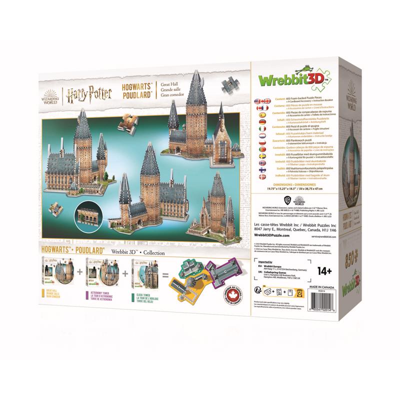 Wrebbit3D Harry Potter Hogwarts Great Hall 3D Jigsaw Puzzle Multicolored 850 pc