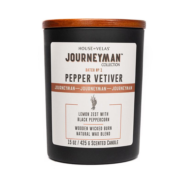 House of Velas Journeyman Black Black Pepper Vetiver Scent Candle 15 oz