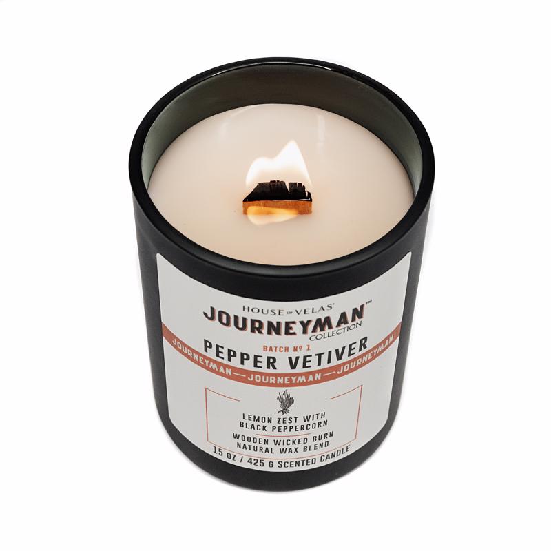 House of Velas Journeyman Black Black Pepper Vetiver Scent Candle 15 oz