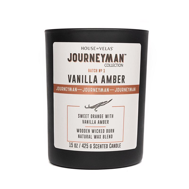 House of Velas Journeyman Black Vanilla Amber Scent Candle 15 oz