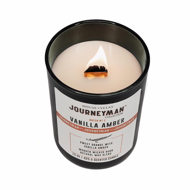House of Velas Journeyman Black Vanilla Amber Scent Candle 15 oz