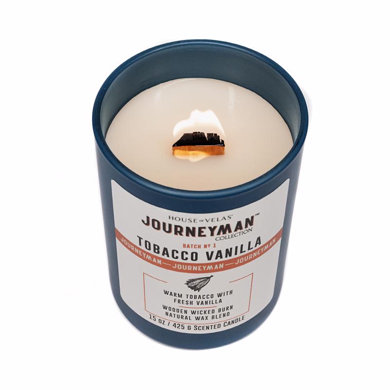 House of Velas Journeyman Dark Blue Tobacco and Vainilla Scent Candle 15 oz