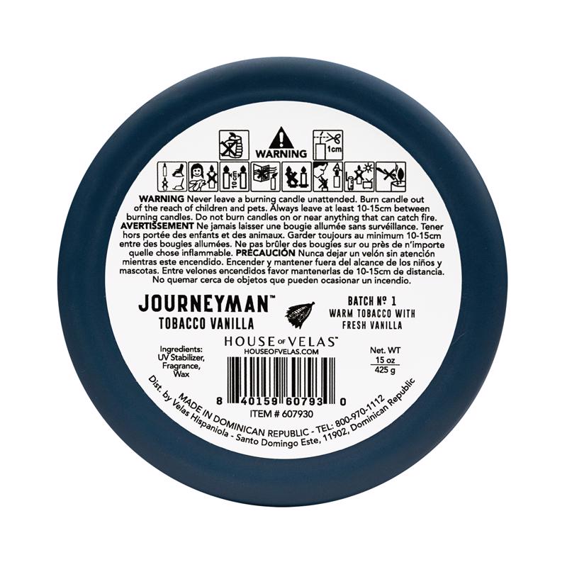 House of Velas Journeyman Dark Blue Tobacco and Vainilla Scent Candle 15 oz