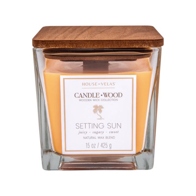 House of Velas Candlewood Light Orange Setting Sun Scent Candle 15 oz