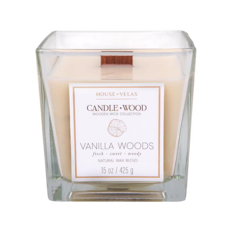House of Velas Candlewood White Vanilla Woods Scent Candle 15 oz