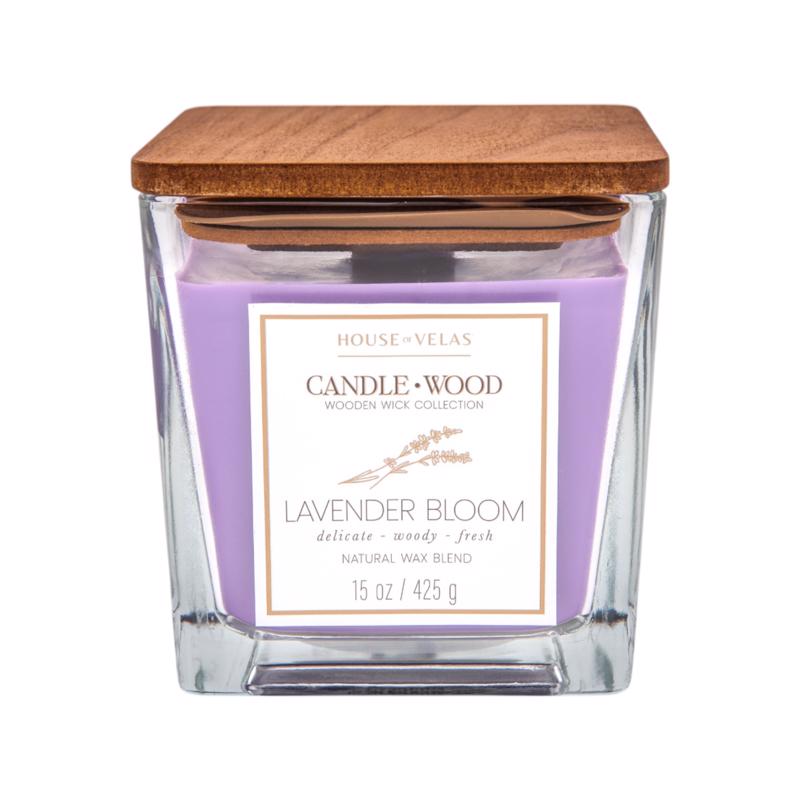House of Velas Candlewood Purple Lavender Bloom Scent Candle 15 oz