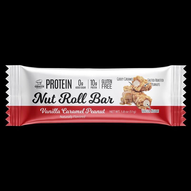 Genius Gourmet Vanilla Caramel Protein Bar 1.8 oz Counter Display