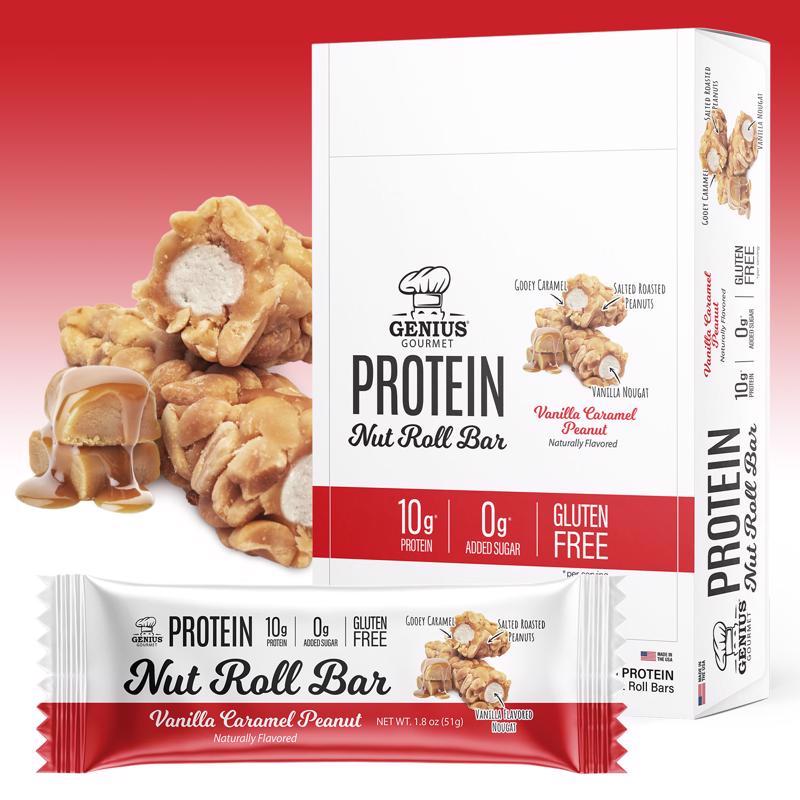 Genius Gourmet Vanilla Caramel Protein Bar 1.8 oz Counter Display