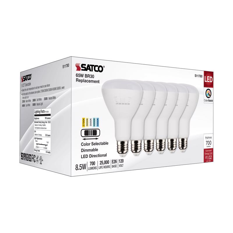 Satco BR30 E26 (Medium) LED Bulb Tunable White/Color Changing 65 Watt Equivalence 6 pk
