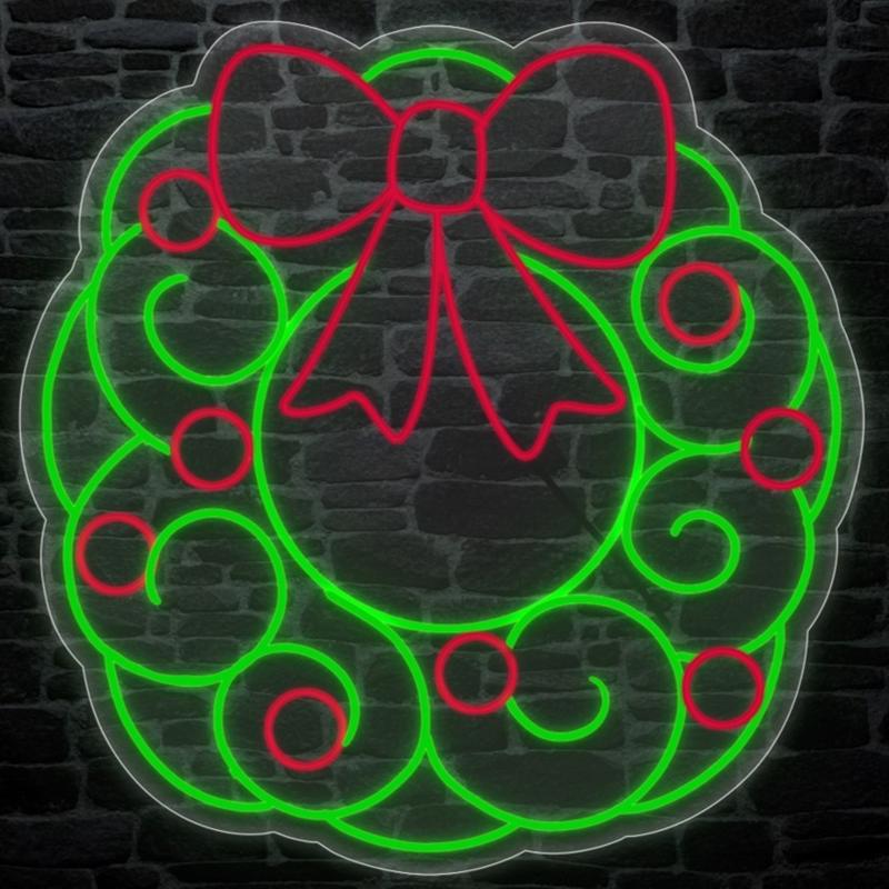 Luxe Light Decor LED Red and Green Christmas Wreath Hanging Decor