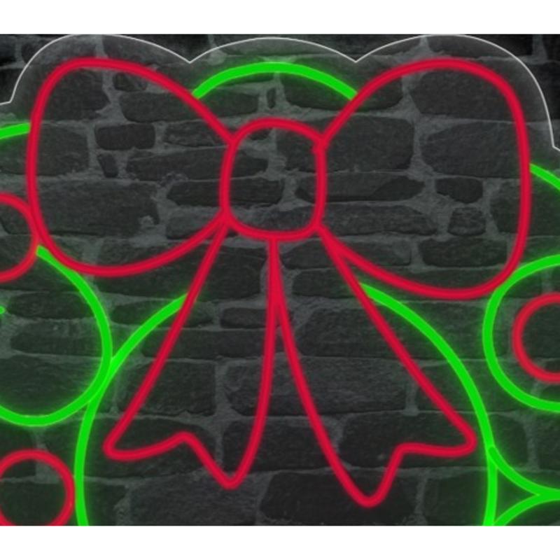 Luxe Light Decor LED Red and Green Christmas Wreath Hanging Decor