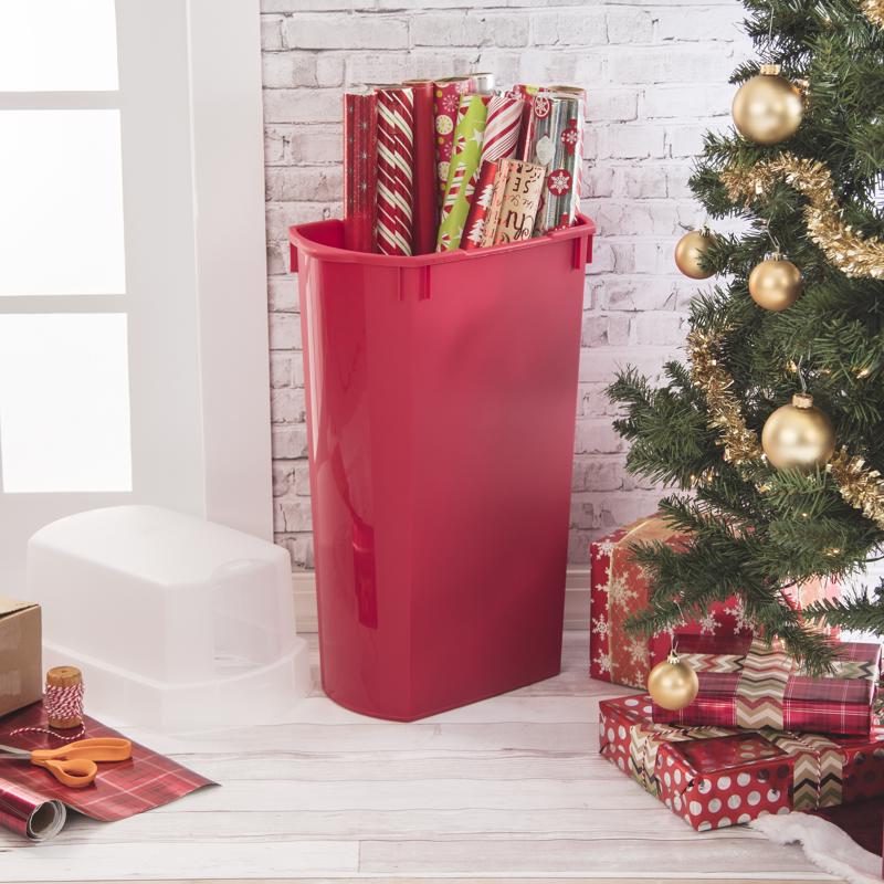 Sterilite Wrap Box 30 in. Clear/Red Wrapping Paper Storage Container 30 in. H X 10.75 in. W X 17.13