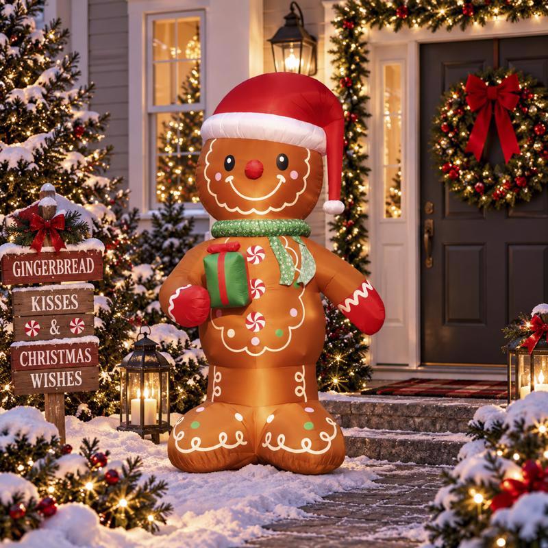 Celebrations Gingerbread Man with Giftbox 8 ft. Inflatable