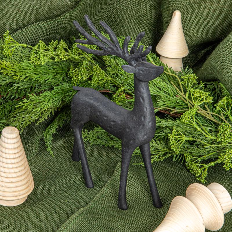 Creative Co-Op Resin Abstract Deer Black Table Decor 12 in.