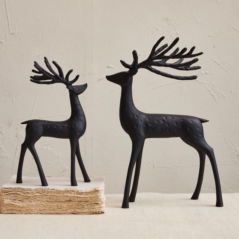 Creative Co-Op Resin Abstract Deer Black Table Decor 12 in.