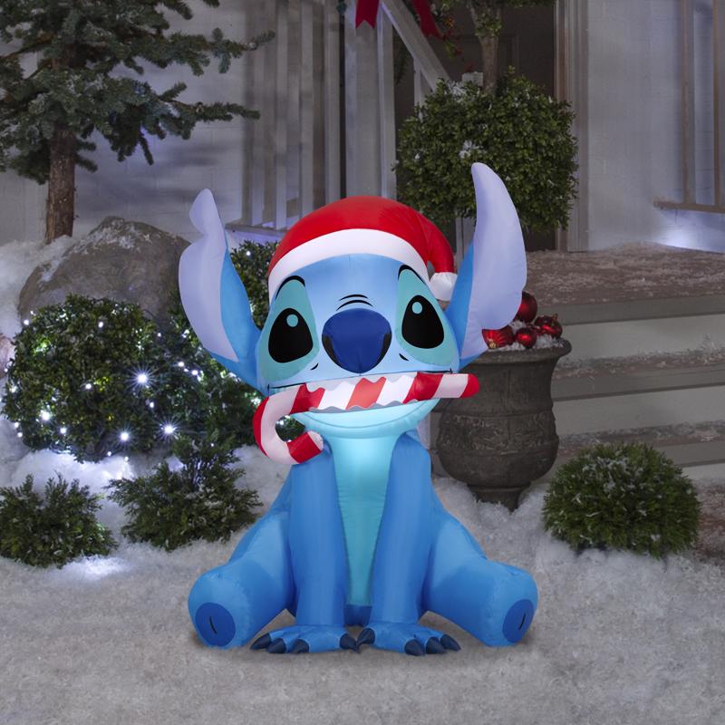 Gemmy Stitch with Santa Hat 3 ft. Inflatable