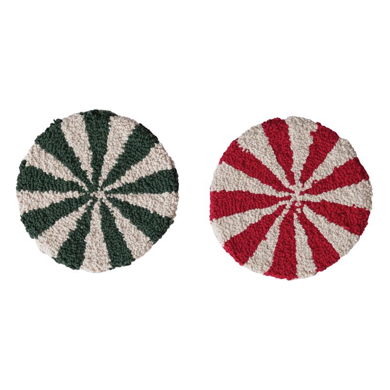 Creative Co-Op Red/Green Cotton Tufted Candy Table Decor