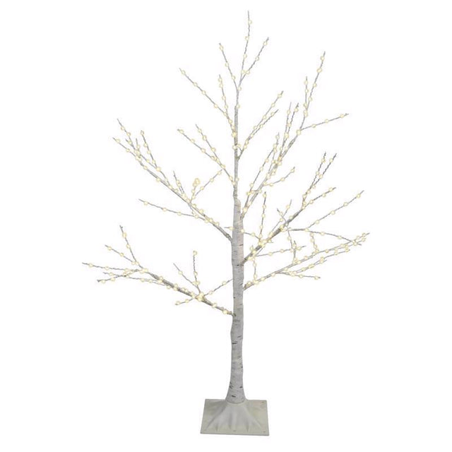 Celebrations LED Warm White Micro Seed Birch Tree 4 ft. Yard Decor