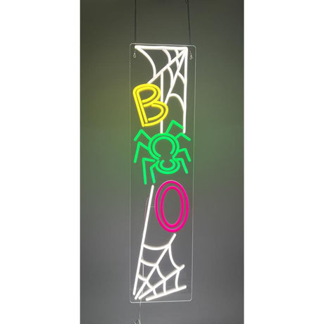 Luxe Light Decor Neon Multicolored 32 in. LED Prelit BOO Spiders Porch Sign