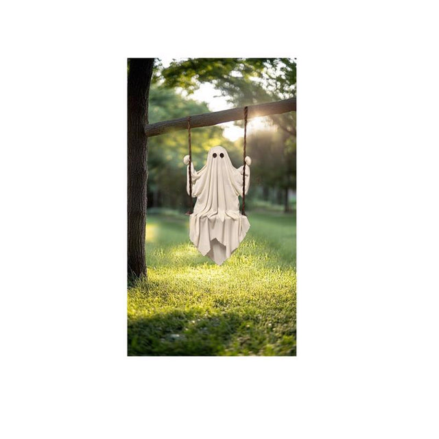 Fun World 36 in. Ghost on a Swing Halloween Decor