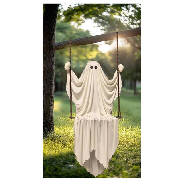 Fun World 48 in. Ghost on a Swing Halloween Decor