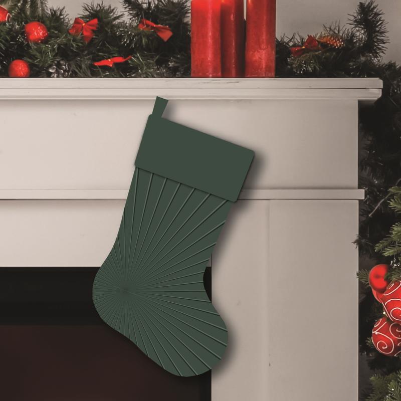 Celebrations Green Quilted Christmas Stocking