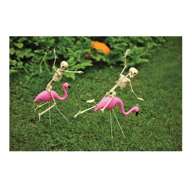 Fun World Flamingo Racer with Skeleton Halloween Decor