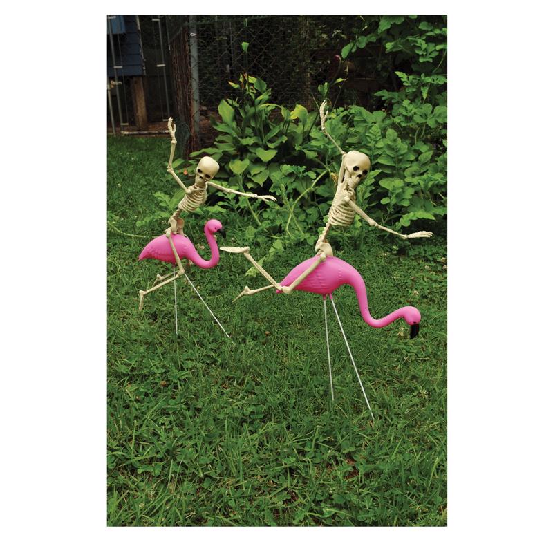 Fun World Flamingo Racer with Skeleton Halloween Decor