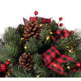 Celebrations 18 in. D LED Warm White Plaid Bow Urn Filler