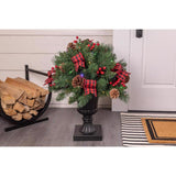 Celebrations 18 in. D LED Warm White Plaid Bow Urn Filler