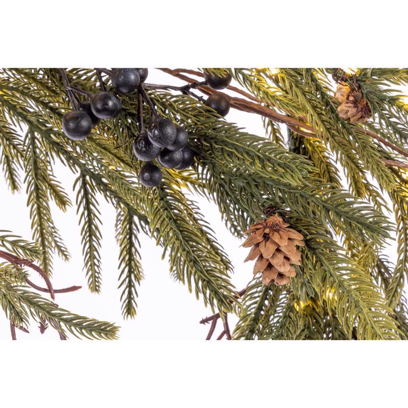 Celebrations 6 ft. L LED Warm White Rustic Norfolk With Berries and Pinecones Garland