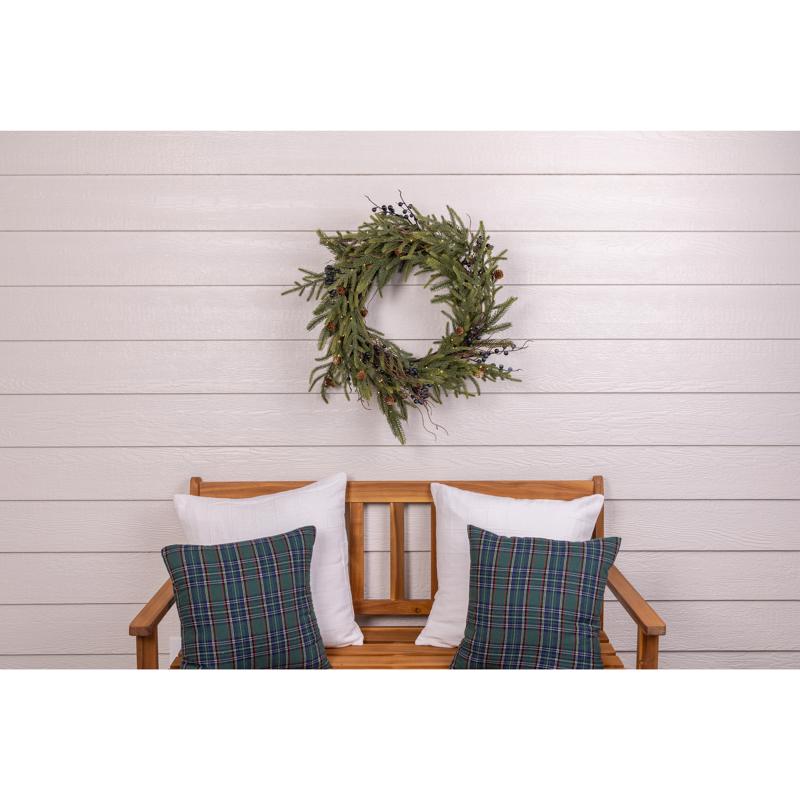 Celebrations 26 in. D LED Warm White Rustic Norfolk with Berries and Pinecones Wreath