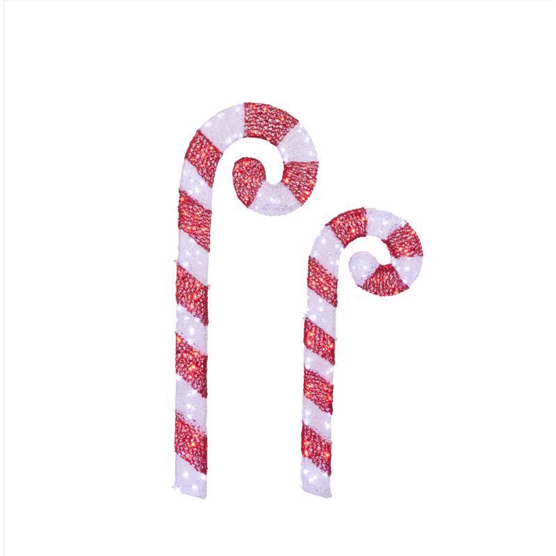 Celebrations LED Red/White Candy Canes 3 and 4 ft. Yard Decor