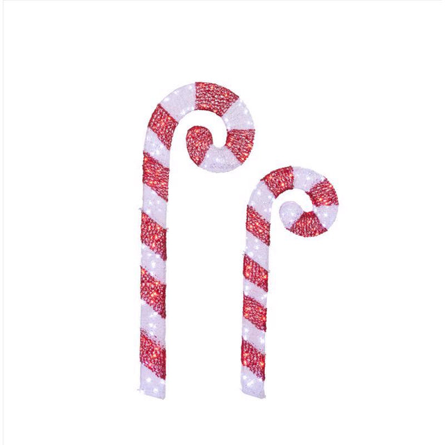 Celebrations LED Red/White Candy Canes 3 and 4 ft. Yard Decor