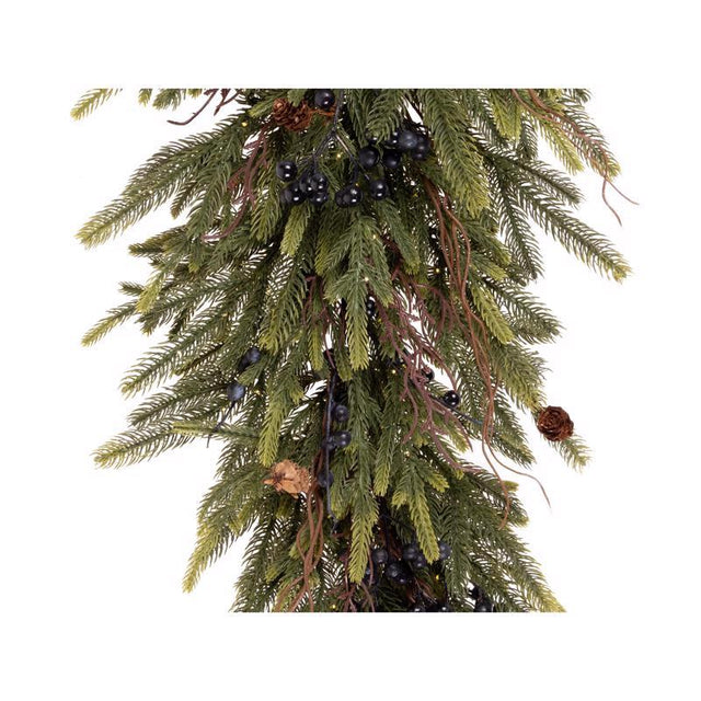Celebrations 20 in. D X 3 ft. L LED Clear/Warm White Rustic Norfolk Teardrop Swag