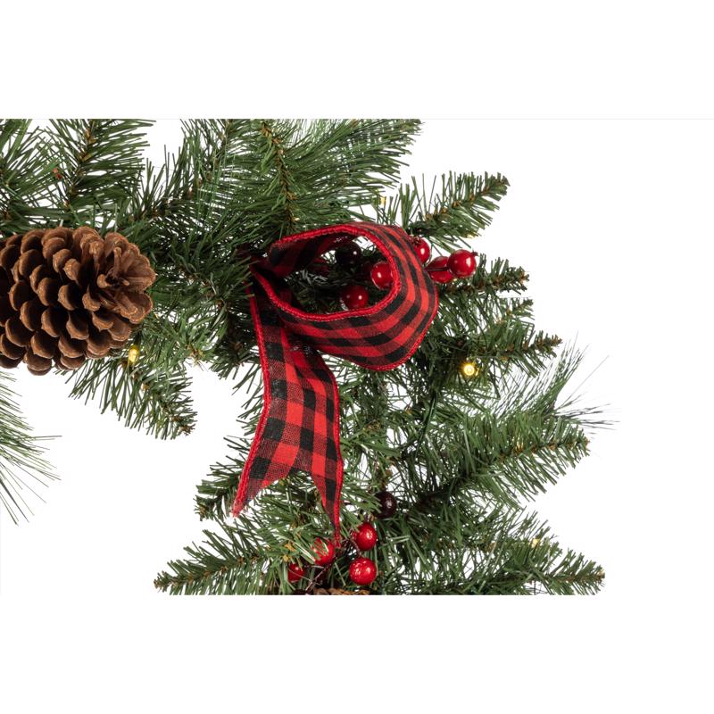 Celebrations 12 in. D X 9 ft. L LED Multicolored/Warm White Plaid Bow Garland