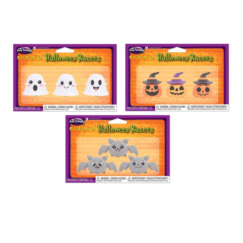 Fun World Bats/Ghosts/Pumpkins Pull Back Pals