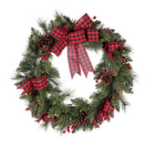 Celebrations 30 in. D LED Warm White Plaid Bow Wreath