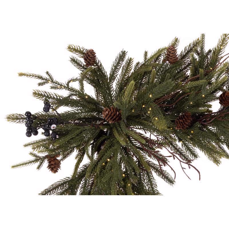 Celebrations 2 ft. L LED Warm White Rustic Norfolk With Berries and Twigs Corner Garland