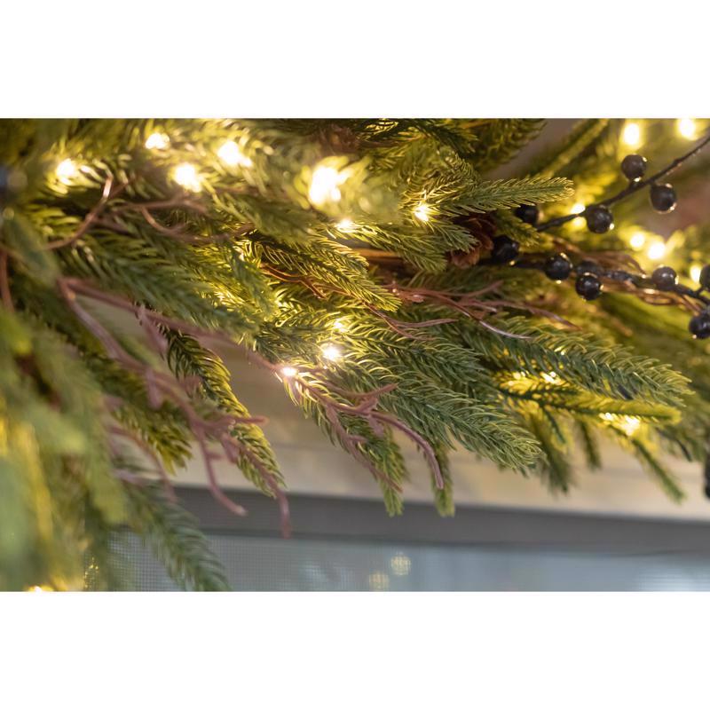 Celebrations 2 ft. L LED Warm White Rustic Norfolk With Berries and Twigs Corner Garland