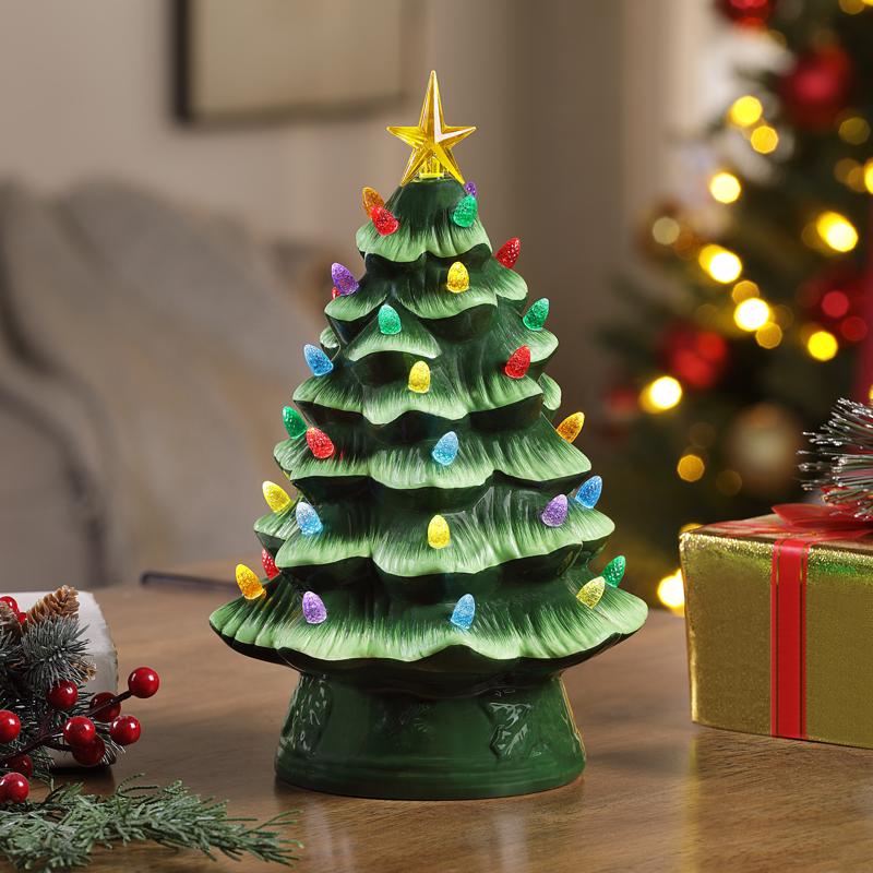 Mr. Christmas LED Green Tree Table Decor 12 in.