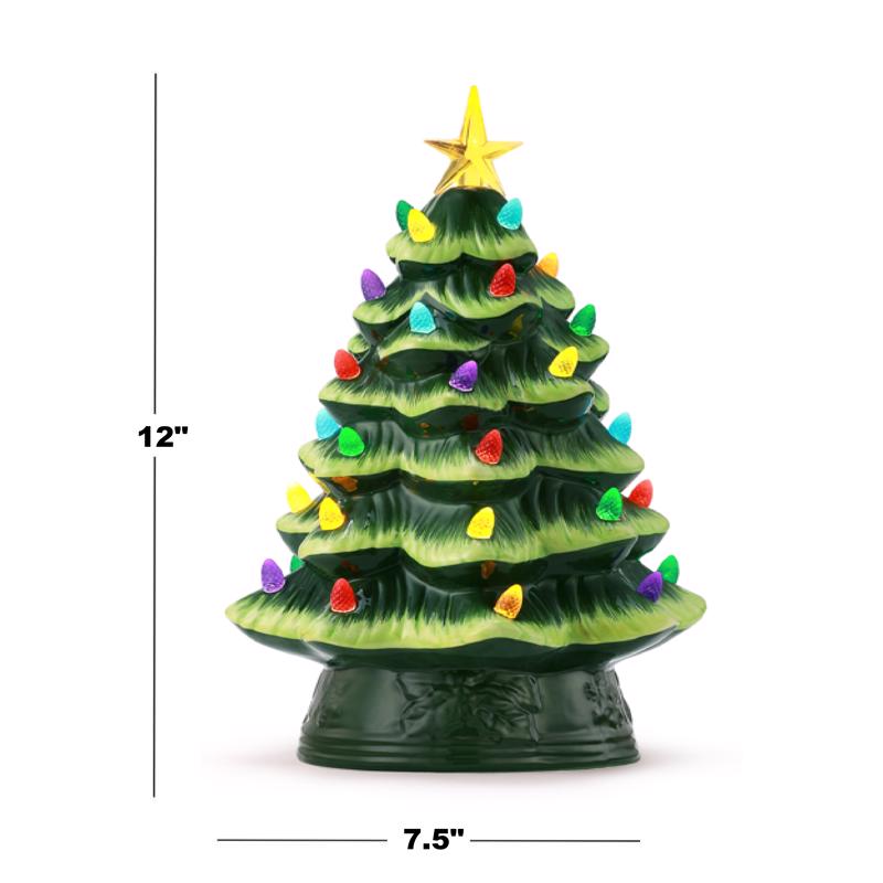 Mr. Christmas LED Green Tree Table Decor 12 in.