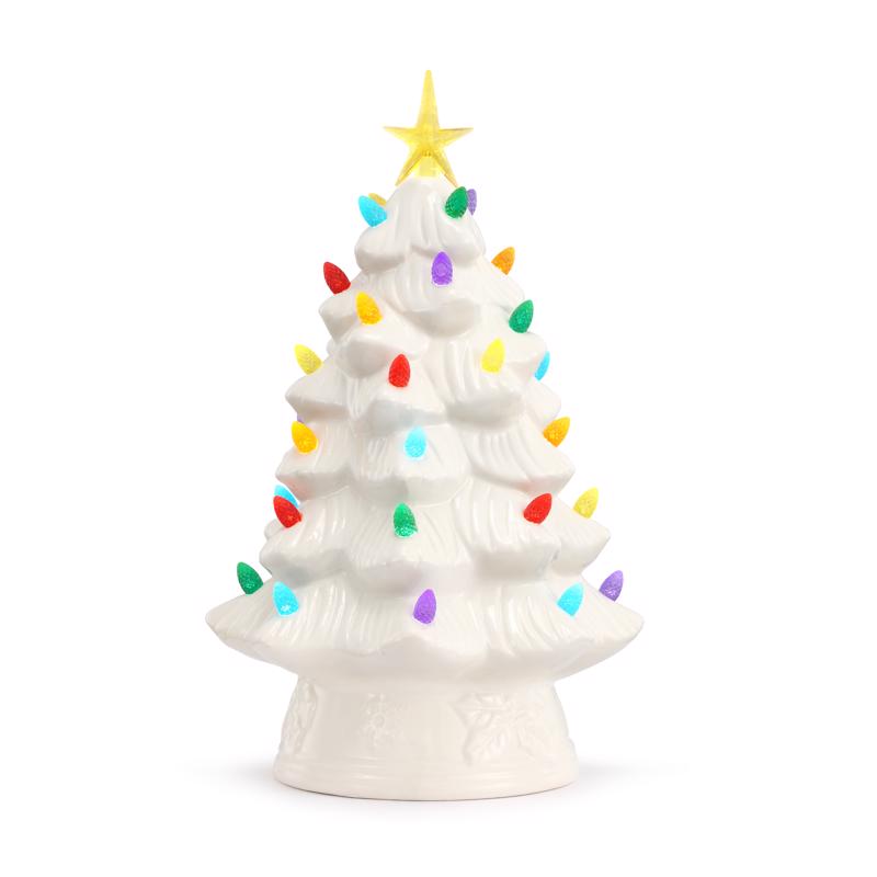 Mr. Christmas LED White Tree Table Decor 12 in.
