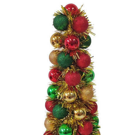 Youngcraft Red/Green/Gold Glitterball Cone Table Decor
