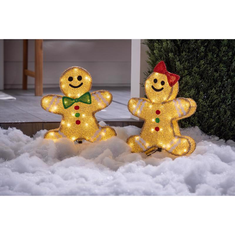 Celebrations LED Warm White Set of 2 Gingerbread People 20 in. Pathway Decor