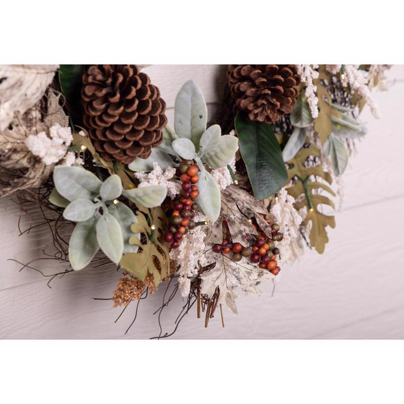 Celebrations Warm White 35 ct 24 in. LED Prelit Neutral B/O Wreath