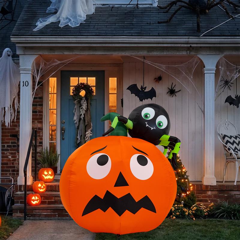 Seasonal Creations Holiday Company 4 ft. Prelit Pumpkin with Spider Inflatable