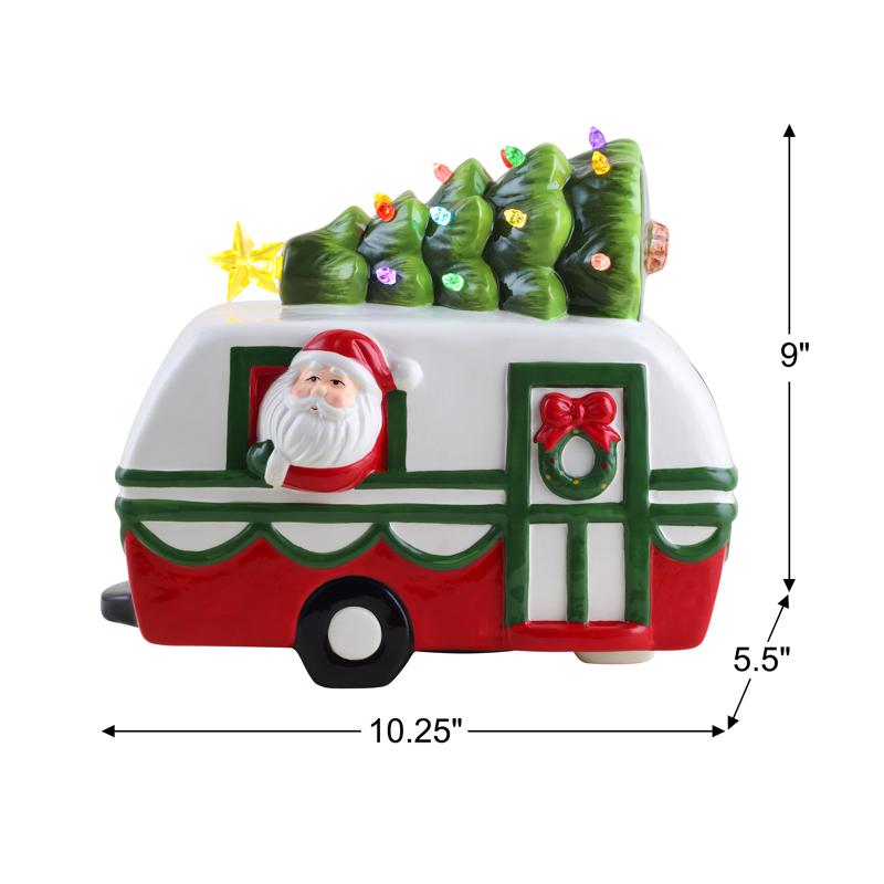 Mr. Christmas LED Santa Camper Table Decor 9 in.