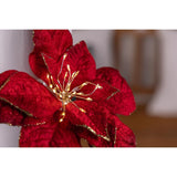 Celebrations LED Warm White Red Poinsetta Garland Hanging Decor 4.5 in.